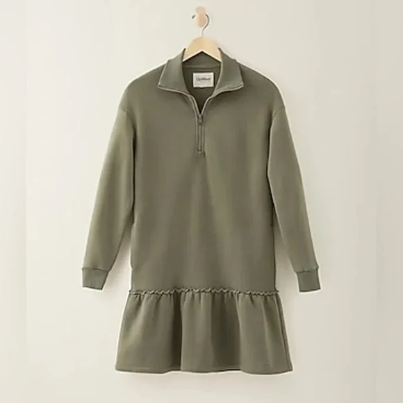 UpWest Super Soft Olive Fleece Shirt Dress NWT UW 10 - Picture 2 of 3